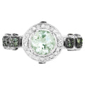 Green Amethyst Ring With Green Diamonds 1 Carats Sterling Silver