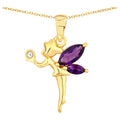 Amethyst Fairy Pendant With White Topaz 0.68 Carats Gold Plated Silver