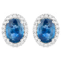 Blue Sapphire Earrings Diamonds 2.15 Carats 14K White Gold