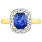 Blue Sapphire Ring With Diamonds 2.38 Carats 18K Yellow Gold