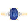Blue Sapphire Ring With Diamonds 2.14 Carats 18K Yellow Gold