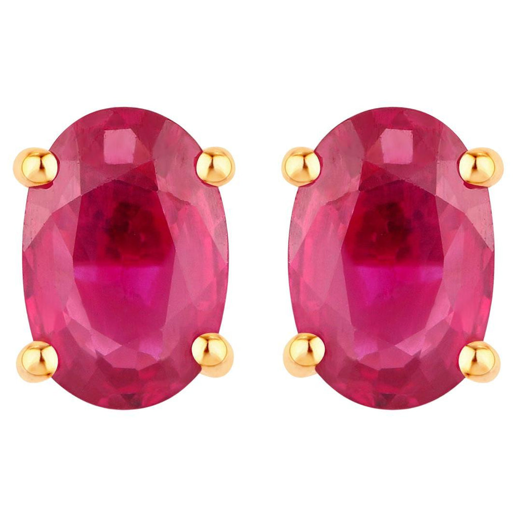 Ruby Earrings 1.02 Carats 14K Yellow Gold