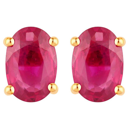 Ruby Earrings 1.02 Carats 14K Yellow Gold