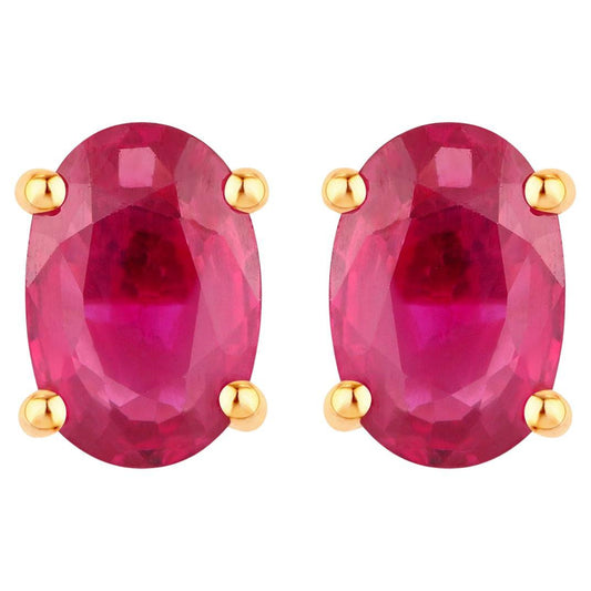 Ruby Earrings 1.02 Carats 14K Yellow Gold