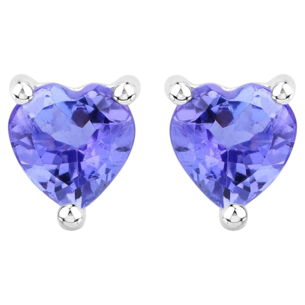 Tanzanite Stud Earrings 0.88 Carats Sterling Silver