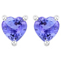 Tanzanite Stud Earrings 0.88 Carats Sterling Silver