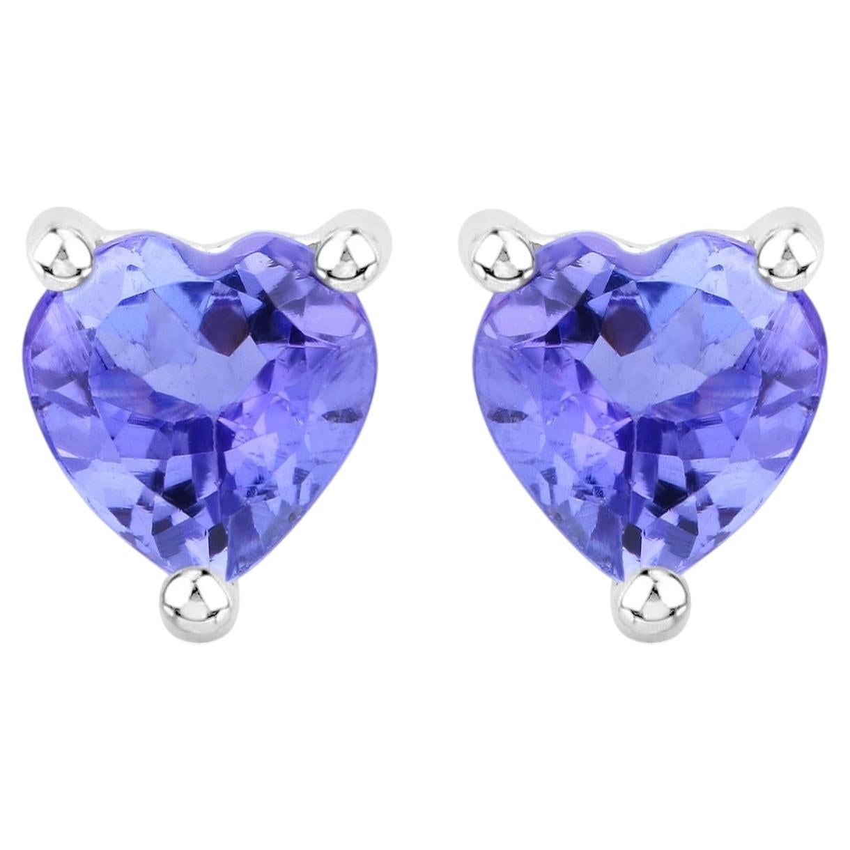 Tanzanite Stud Earrings 0.88 Carats Sterling Silver