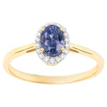 Blue Sapphire Ring With Diamonds 1.12 Carats 14K Yellow Gold