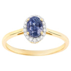 Blue Sapphire Ring With Diamonds 1.12 Carats 14K Yellow Gold