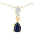 Blue Sapphire Pendant With Diamonds 0.82 Carats 14K Yellow Gold