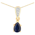 Blue Sapphire Pendant With Diamonds 0.82 Carats 14K Yellow Gold