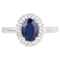 Blue Sapphire Ring With Diamonds 1.82 Carats 14K White Gold