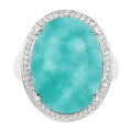 Amazonite Ring With White Topaz 15 Carats Sterling Silver