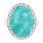 Amazonite Ring With White Topaz 15 Carats Sterling Silver