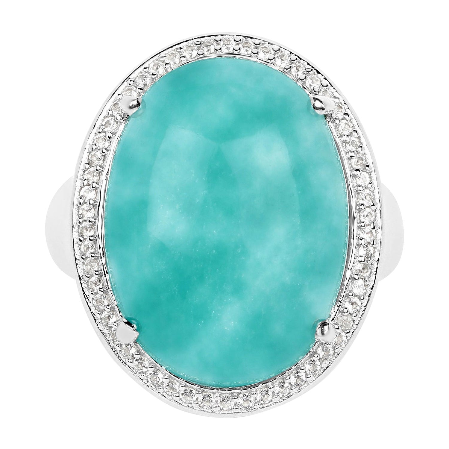 Amazonite Ring With White Topaz 15 Carats Sterling Silver