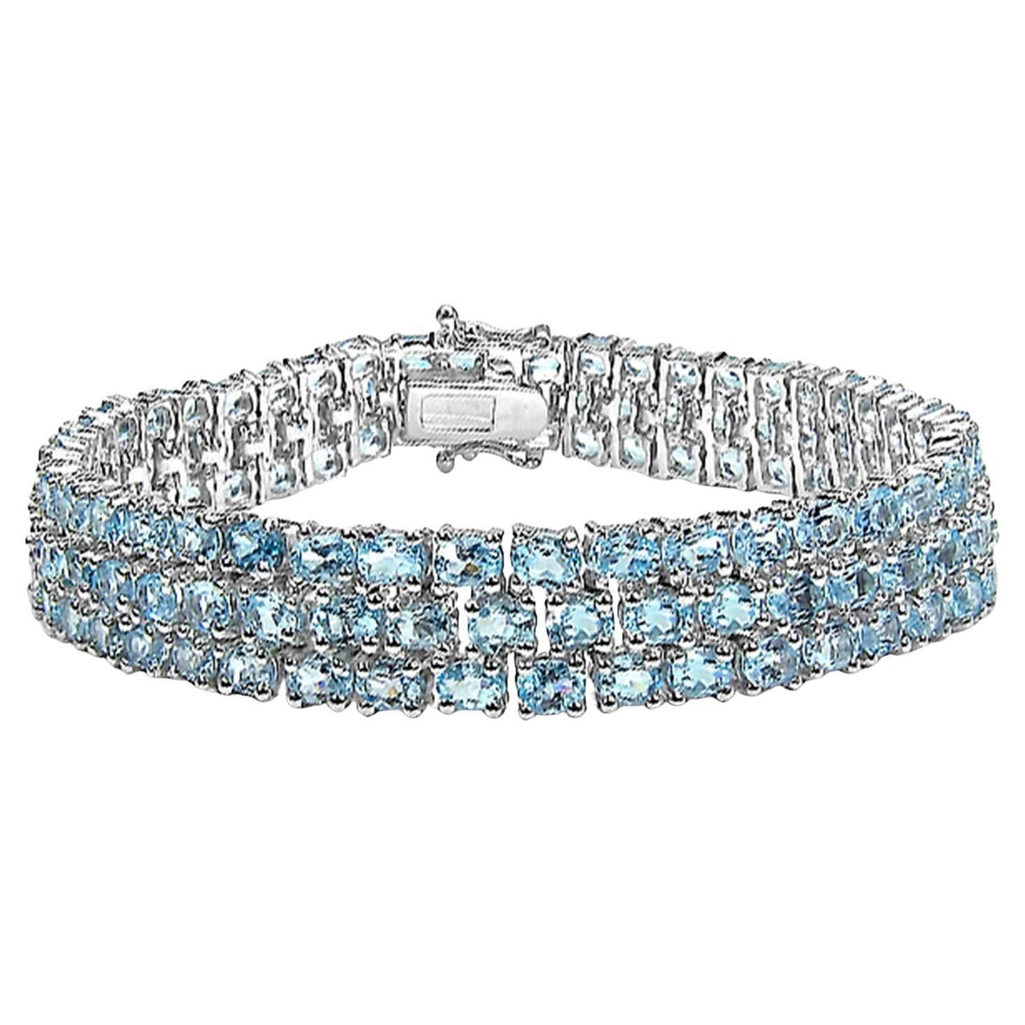 Blue Topaz Tennis Bracelet 26 Carats Sterling Silver