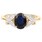 Blue Sapphire Ring With Diamonds 1.58 Carats 14K Yellow Gold