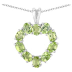 Peridot Heart Pendant 1.68 Carats Sterling Silver