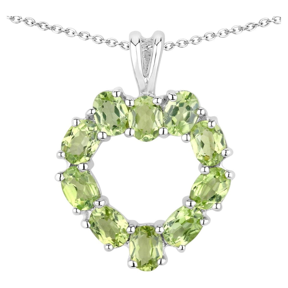 Peridot Heart Pendant 1.68 Carats Sterling Silver