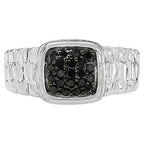 Black Diamond Ring 0.2 Carats Sterling Silver
