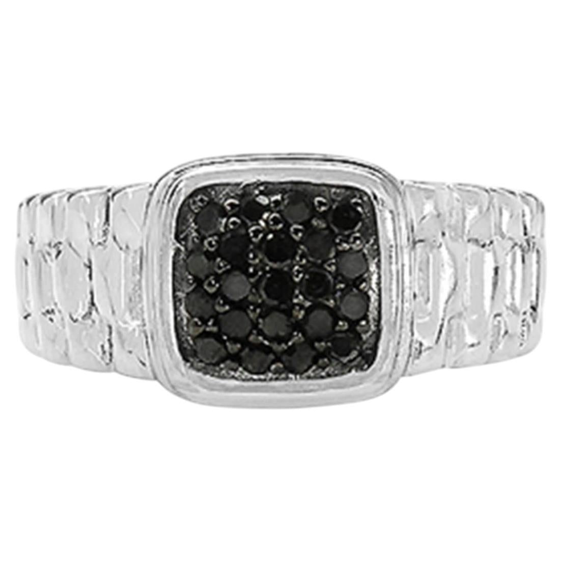 Black Diamond Ring 0.2 Carats Sterling Silver