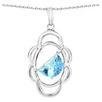 Swiss Blue Topaz Pendant 4.58 Carats Sterling Silver