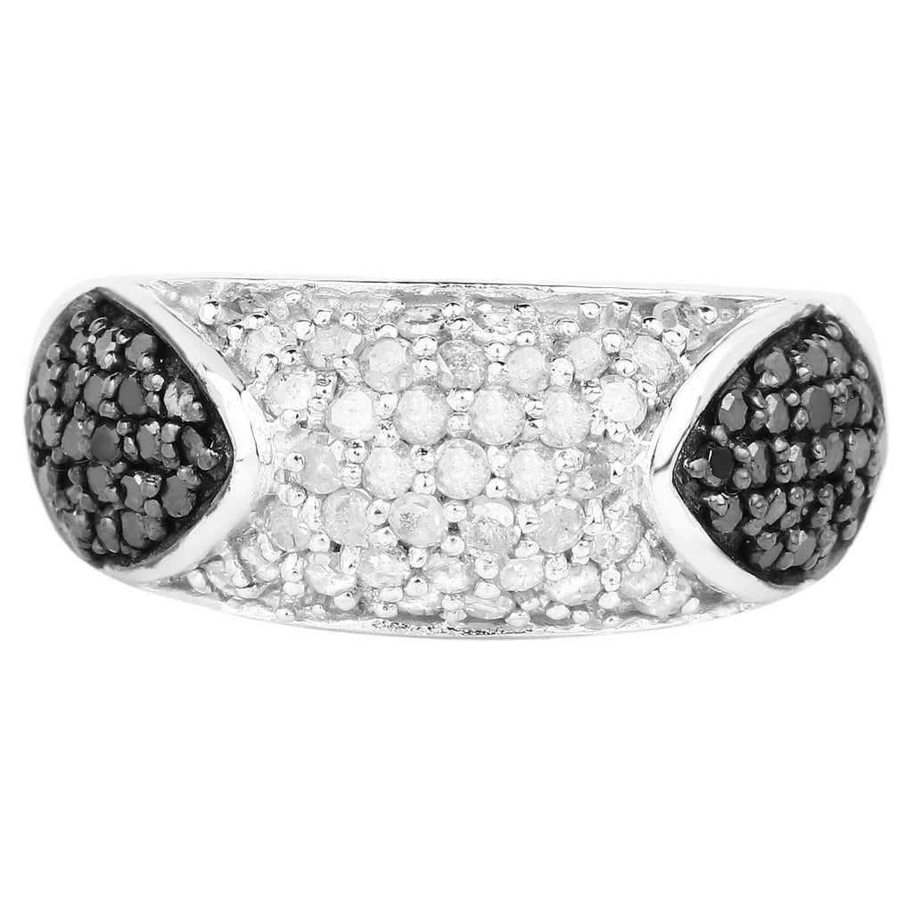 Multicolor Diamond Ring 0.96 Carats Sterling Silver