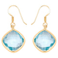 Blue Topaz Dangle Earrings 28.9 Carats Gold Plated Silver