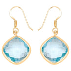 Blue Topaz Dangle Earrings 28.9 Carats Gold Plated Silver