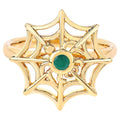 Emerald Spider Web Ring 0.08 Carats Gold Plated Silver