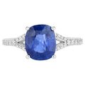 Blue Sapphire Ring With Diamonds 2.94 Carats 18K White Gold