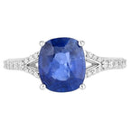 Blue Sapphire Ring With Diamonds 2.94 Carats 18K White Gold