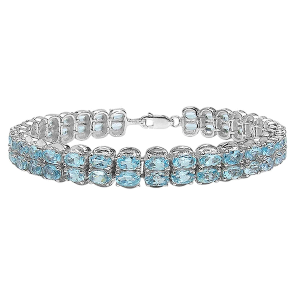 Blue Topaz Tennis Bracelet 17.9 Carats Sterling Silver