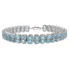 Blue Topaz Tennis Bracelet 17.9 Carats Sterling Silver