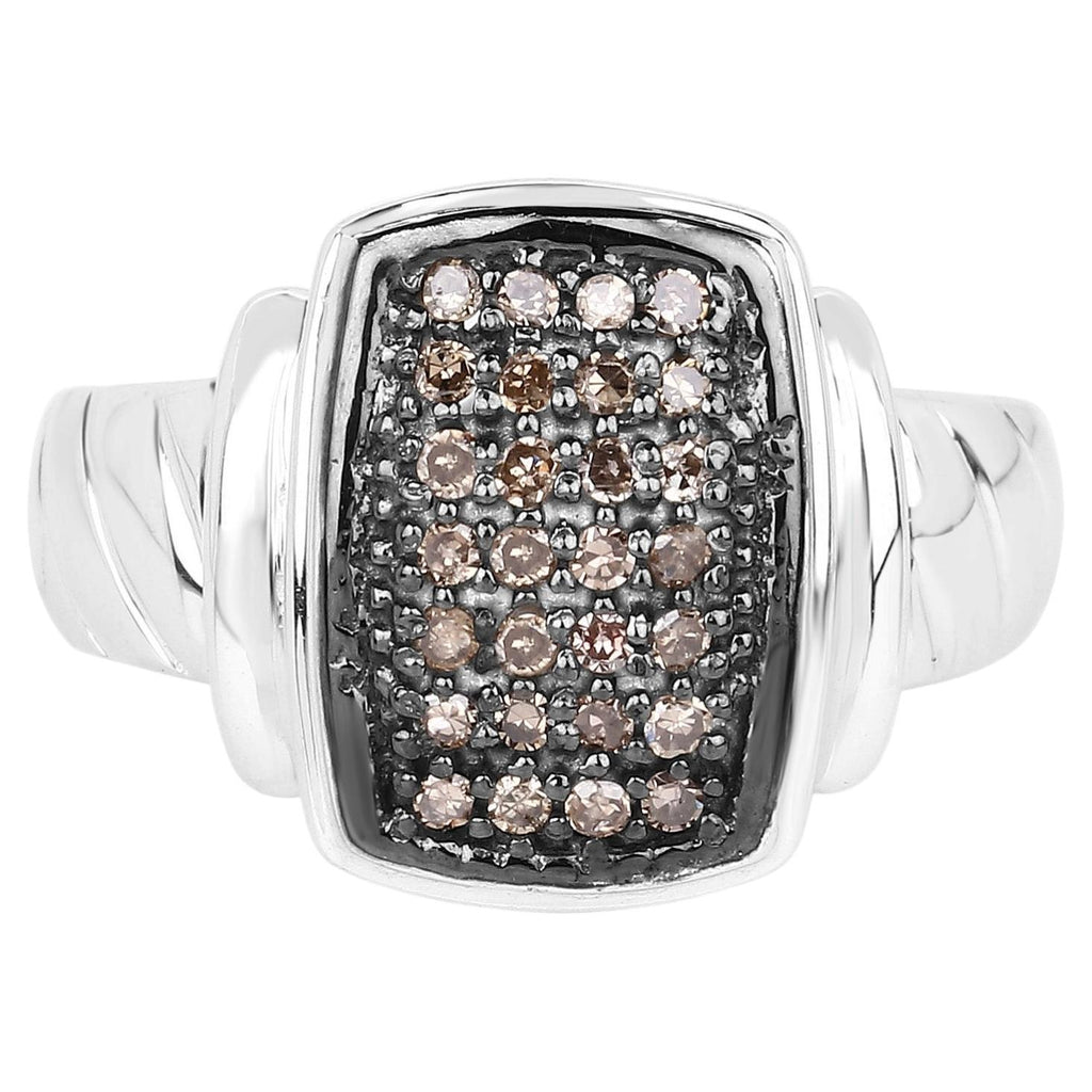 Champagne Diamond Ring 0.2 Carats Sterling Silver