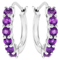 Amethyst Hoop Earrings 1.18 Carats Sterling Silver