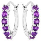 Amethyst Hoop Earrings 1.18 Carats Sterling Silver