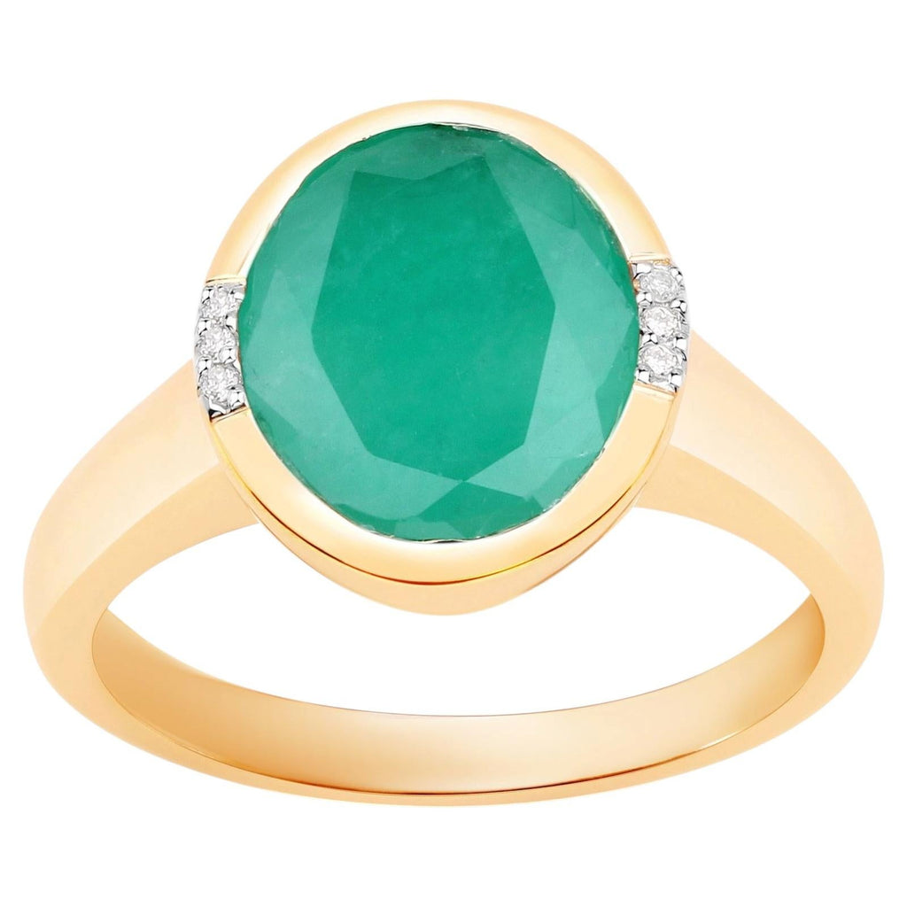 Emerald Ring With Diamonds 3.2 Carats 14K Yellow Gold
