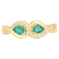 Zambian Emerald Infinity Ring With Diamonds 0.32 Carats 14K Yellow Gold