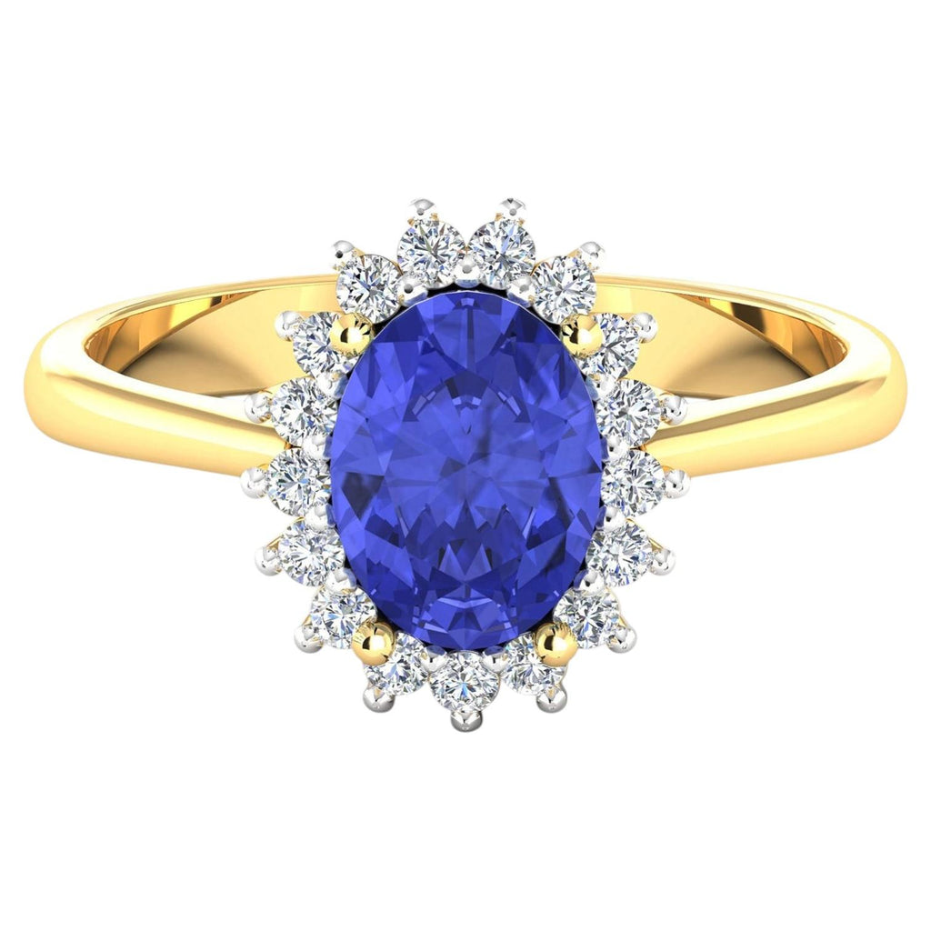 Tanzanite Ring With Diamonds 1.88 Carats 14K Yellow Gold