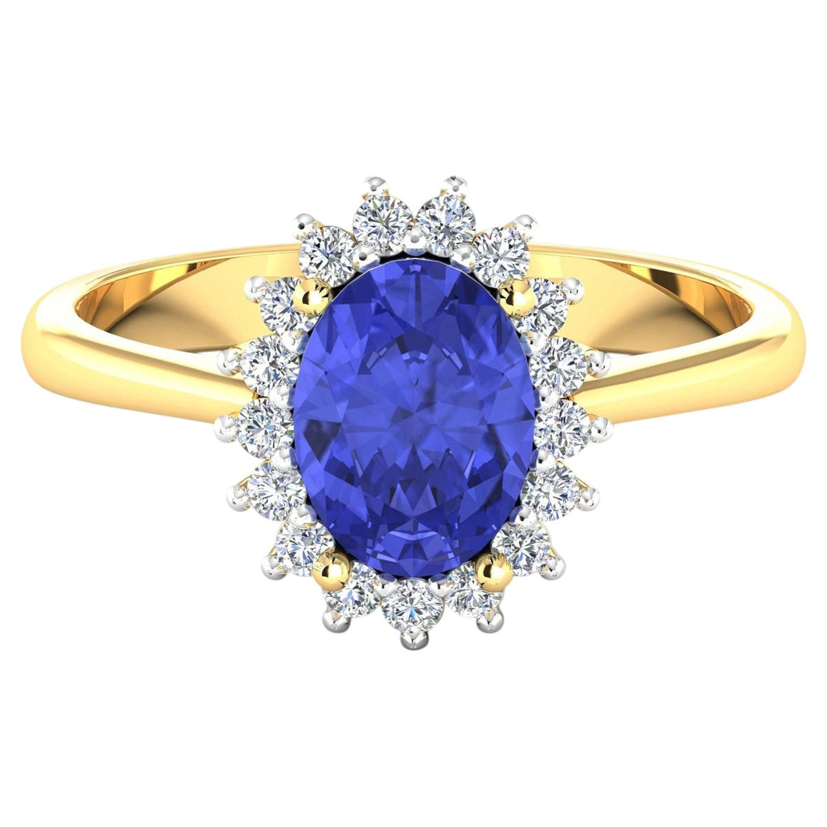 Tanzanite Ring With Diamonds 1.88 Carats 14K Yellow Gold