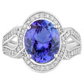 Tanzanite Ring With Diamonds 4.16 Carats 14K White Gold