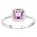 Pink Sapphire Ring With Diamonds 0.94 Carats 14K White Gold