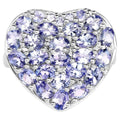 Tanzanite Heart Ring 3.88 Carats Sterling Silver