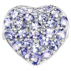 Tanzanite Heart Ring 3.88 Carats Sterling Silver