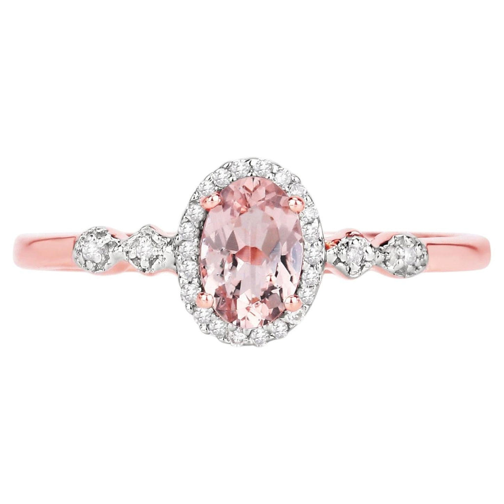 Morganite Ring With Diamonds 0.44 Carats 10K Rose Gold