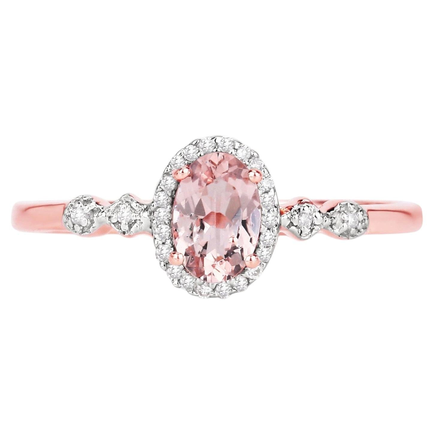 Morganite Ring With Diamonds 0.44 Carats 10K Rose Gold