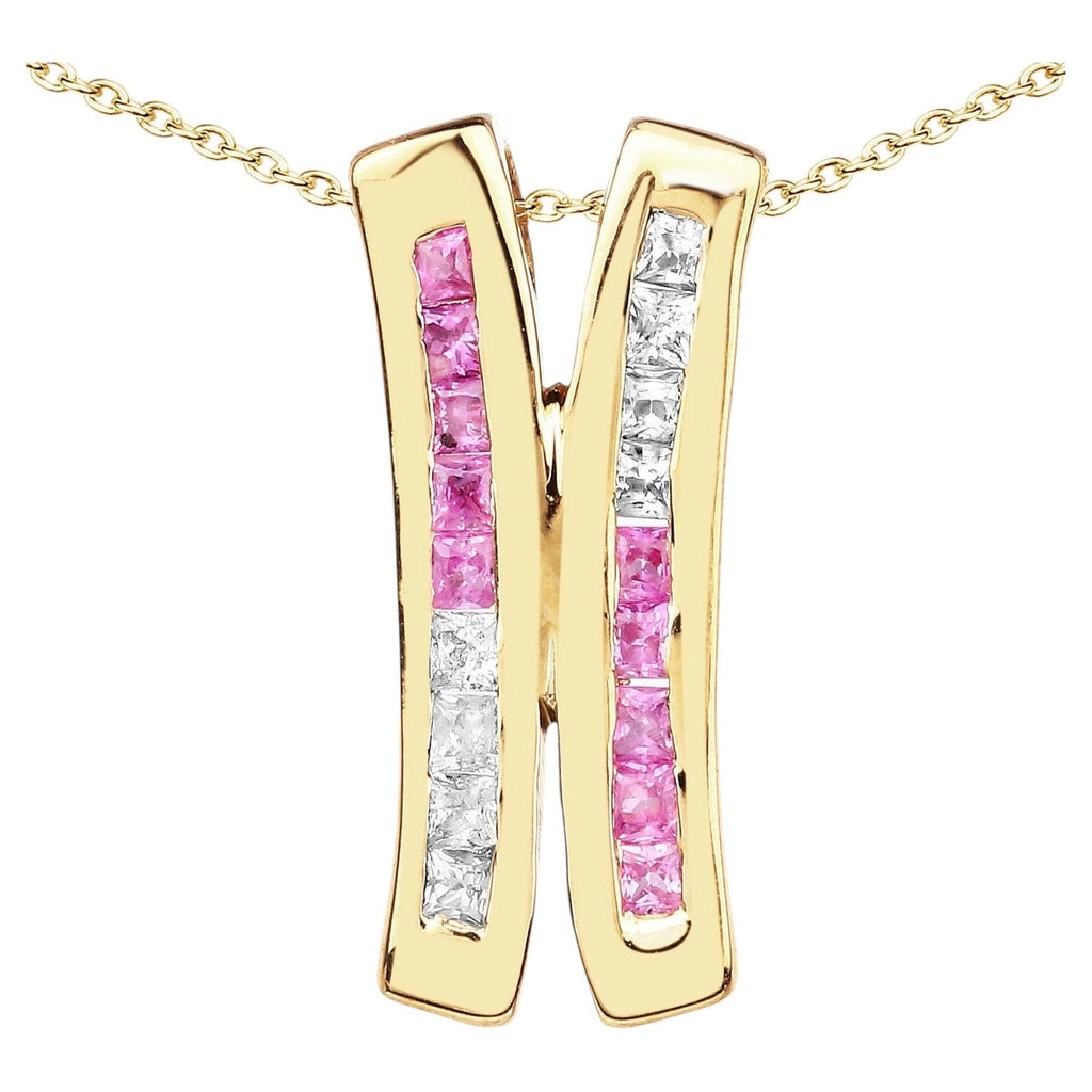 Multicolor Sapphire Pendant 1.04 Carats Gold Plated Silver