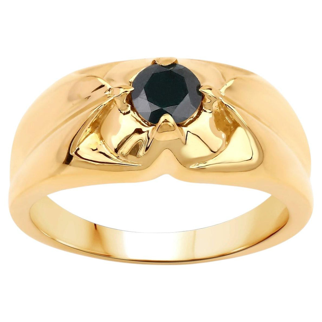 Black Diamond Ring 0.48 Carats Gold Plated Silver