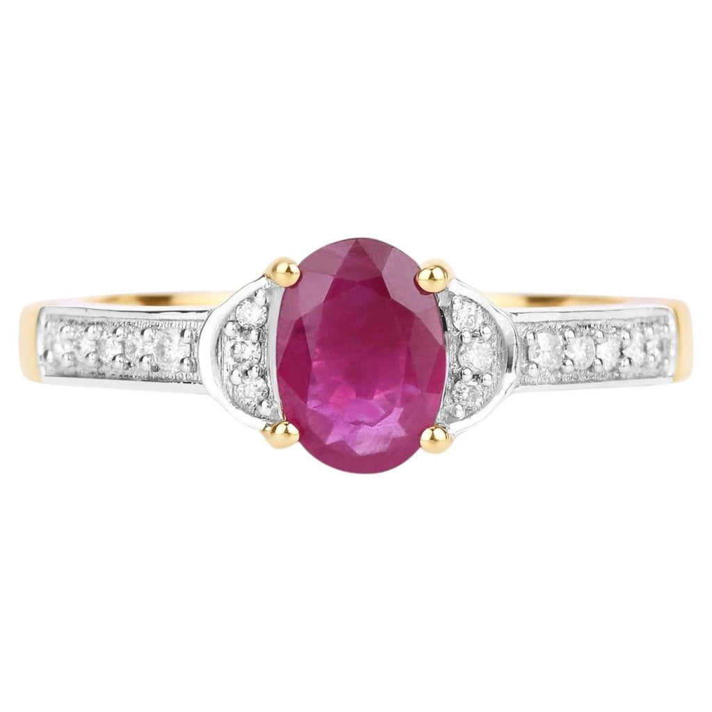 Ruby Ring With Diamonds 0.93 Carats 10K Yellow Gold